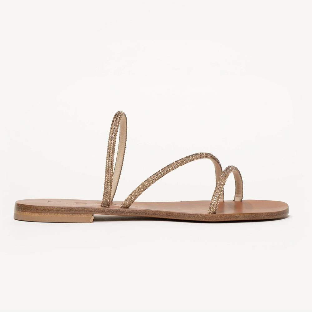 M. Gemi “The Azzurra” gold crystal sandals size 35.5